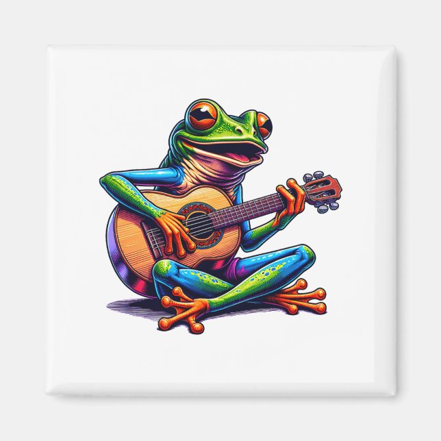 Imã Cute Frog Playing A Guitar Dont Worry Be Hoppy _1  (Frente)