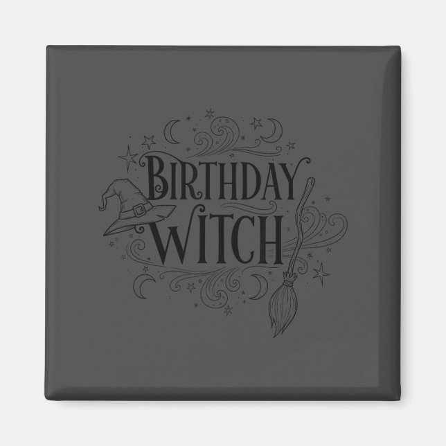 Imã Cute Funny Witch Witchy Birthday Witches Happy Wom (Frente)