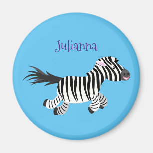 Imã Cute funny zebra running cartoon illustration