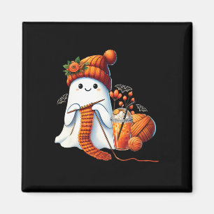 Imã Cute Ghost Crochet Knitting Amante Café de Hallowe