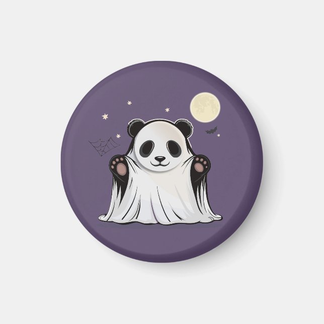 Imã Cute Ghost Panda Under the Moon  (Frente)