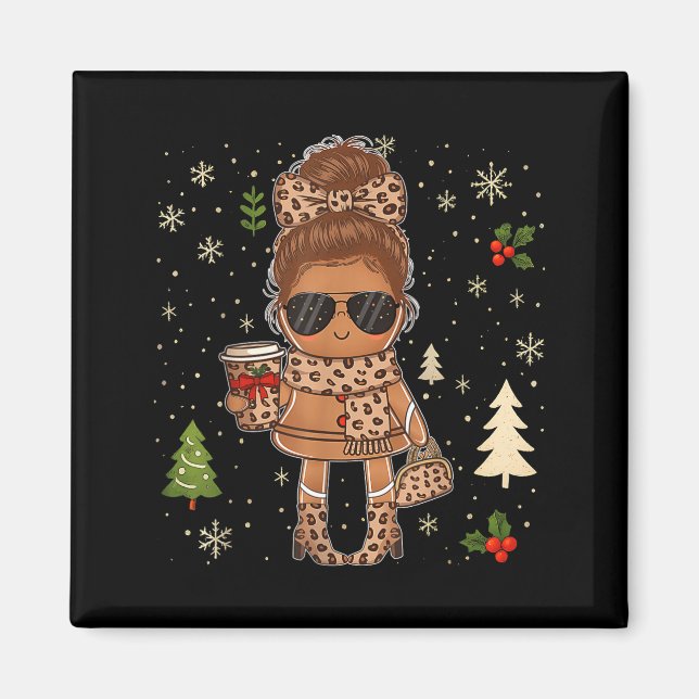 Imã Cute Gingerbread Christmas Snow Xmas For Men Women (Frente)