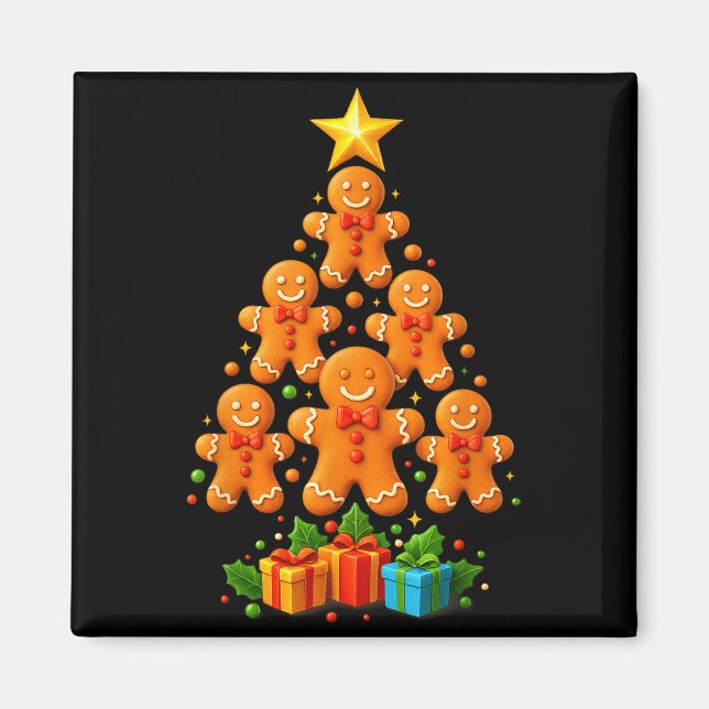 Imã Cute Gingerbread Christmas Tree Holiday Funny Xmas (Frente)