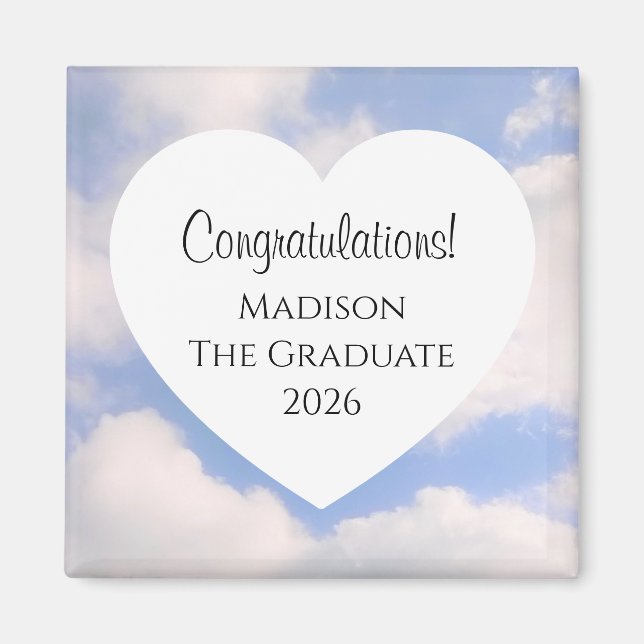 Imã Cute Graduation 2026 Congratulations Message Heart (Frente)