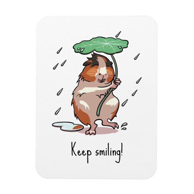 Ímã Cute Guinea Pig Keep Smiling Rain Dancing Cartoon (Vertical)