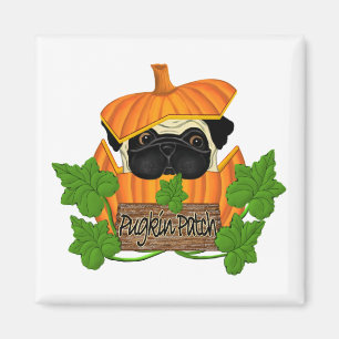 Imã Cute Halloween Fall Pug Pugkin Pumpkin Patch