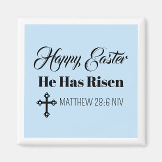 Imã Cute Happy Easter He Has Risen Bible Verse Blue