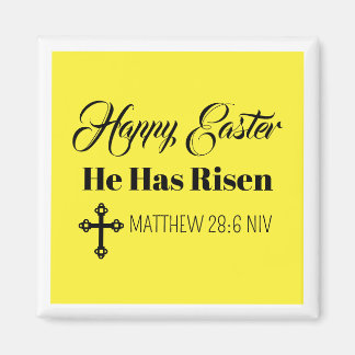 Imã Cute Happy Easter He Has Risen Bible Verse Yellow