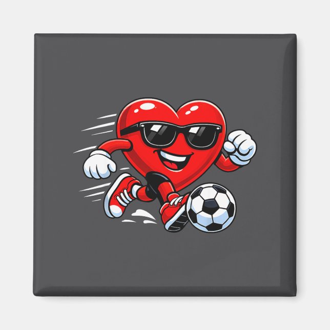Imã Cute Heart Playing Soccer Valentines Day Soccer Bo (Frente)