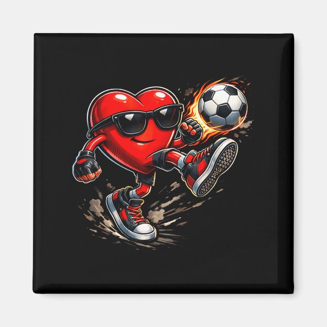 Imã Cute Heart Playing Soccer Valentines Day Soccer Bo (Frente)