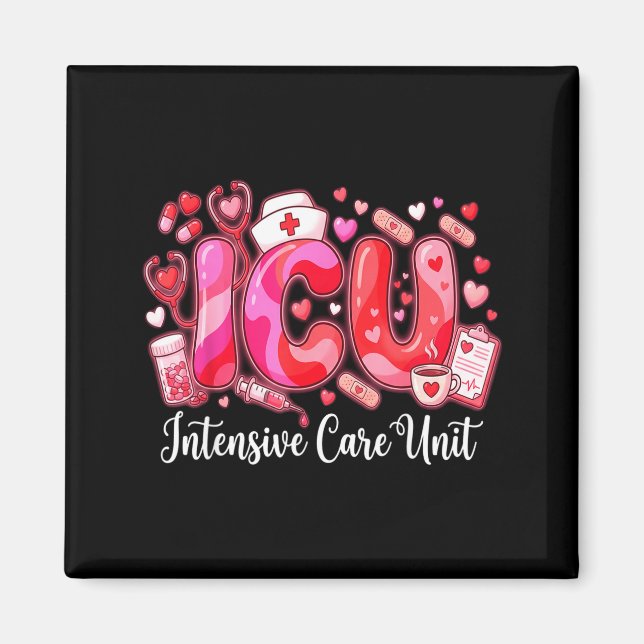 Imã Cute Hearts Icu Valentine Nurse Valentines Day Shi (Frente)