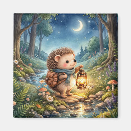 Imã Cute Hedgehog With Lantern Fridge