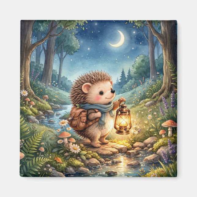 Imã Cute Hedgehog With Lantern Fridge (Frente)