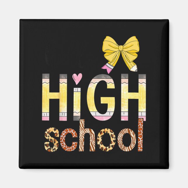 Imã Cute Hello High School Animal Print Teacher Back T (Frente)