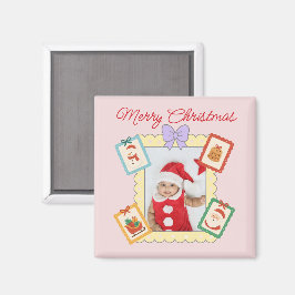 Imã Cute Holiday Collage with Festive Pastel Frames