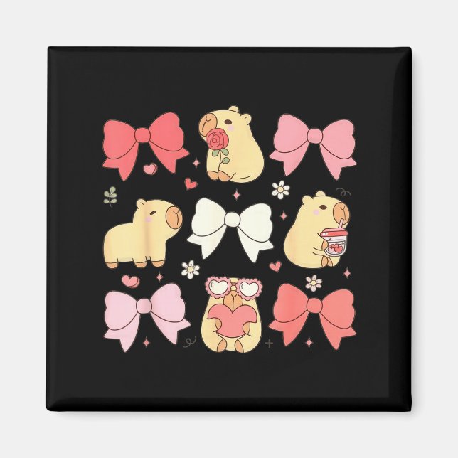 Imã Cute Kawaii Animals And Nk Coquette Bows Aesthetic (Frente)
