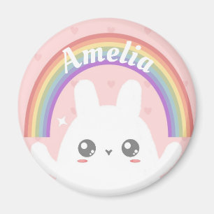 Imã Cute Kawaii Bunny e Rainbow Personalizados