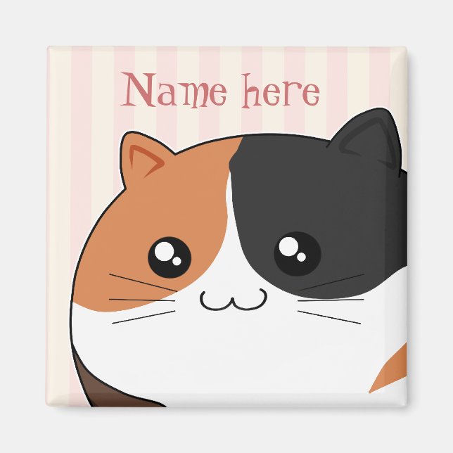 Imã Cute Kawaii Calico gatinho (Frente)