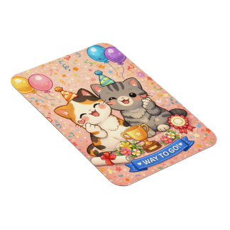 Ímã Cute Kawaii Cat Congratulations Card Party Kitten
