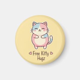Imã Cute Kawaii Cat "Free Pup Hugz" Quirky Pastel Magn