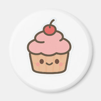 Imã Cute Kawaii Cupcake Magnet – Happy Dessert Illustr