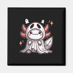 Imã Cute Kawaii Halloween Ghost Axolotl