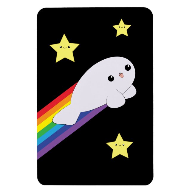 Ímã Cute Kawaii Rainbow Rocket Baby Seal Magnet (Vertical)