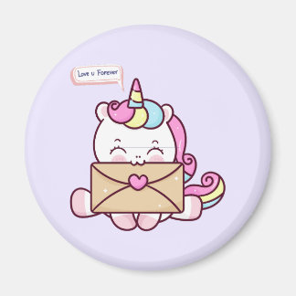 Imã Cute Kawaii Unicorn Love Illustration