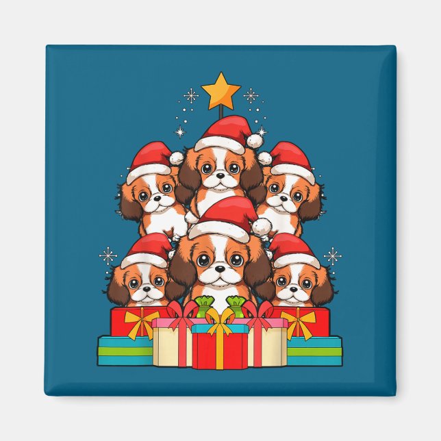 Imã Cute King Charles Cavalier Le Dog Christmas Tree X (Frente)