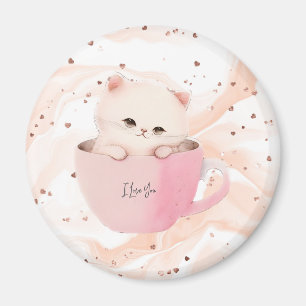 Imã Cute Kitten em um Teacup