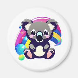 Imã Cute Koala Bear e Rainbow