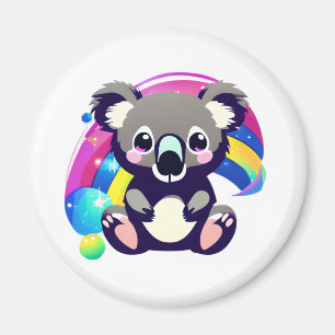 Imã Cute Koala Bear e Rainbow