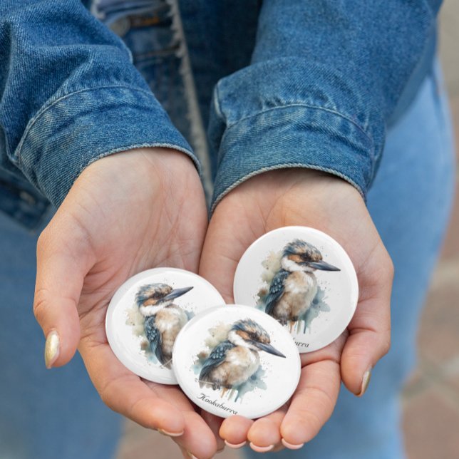 Imã Cute Kookaburra em uma ramificação, personalizada (Criador carregado)