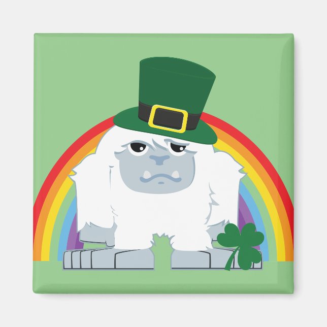 Imã Cute Leprechaun Yeti (Frente)