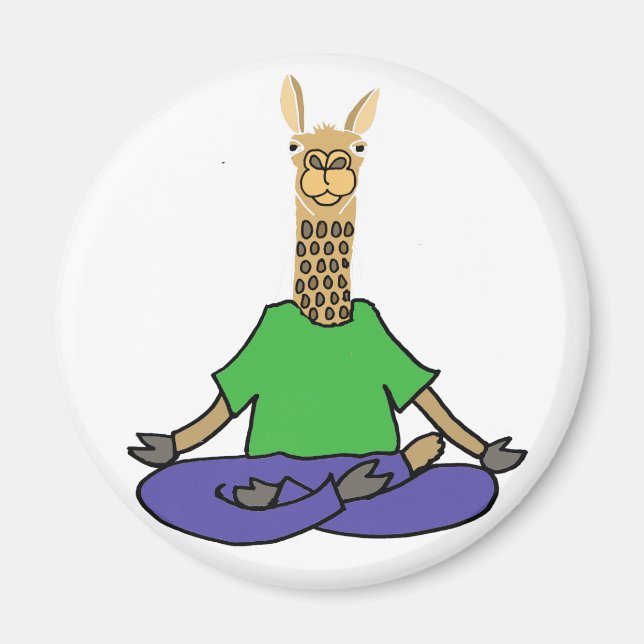 Imã Cute Llama fazendo cartoon Yoga (Frente)