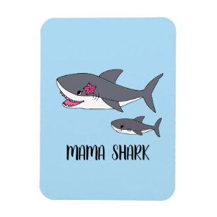 Ímã Cute Mama Shark and Baby Shark
