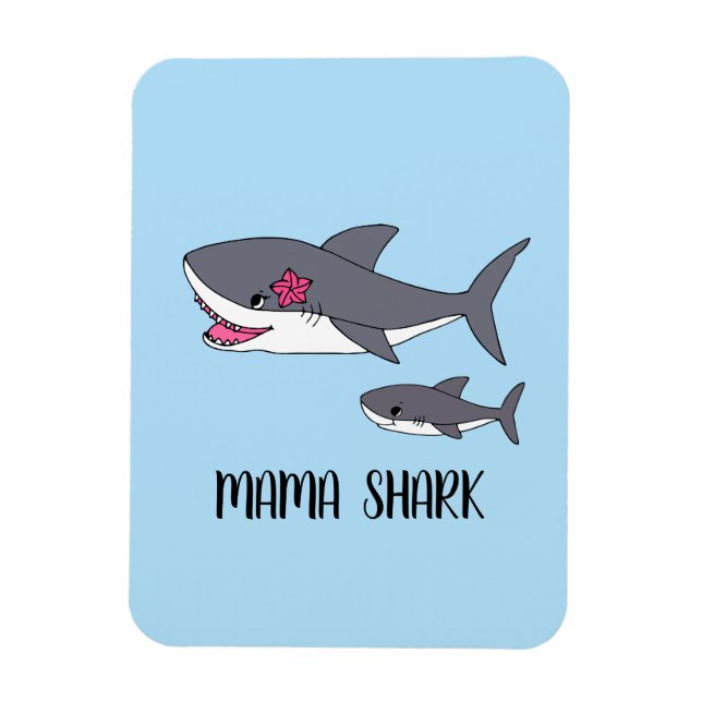 Ímã Cute Mama Shark and Baby Shark (Vertical)