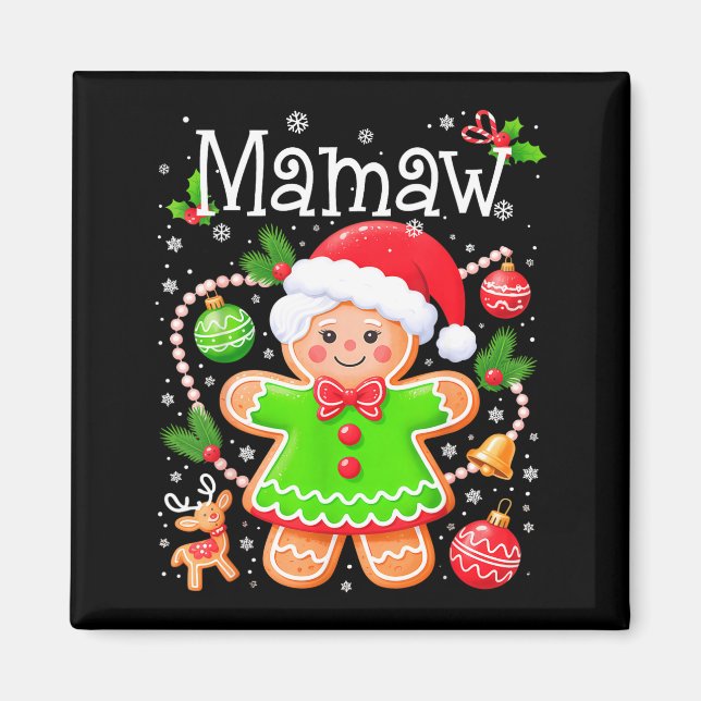 Imã Cute Mamaw Gingerbread Family Matching Christmas C (Frente)