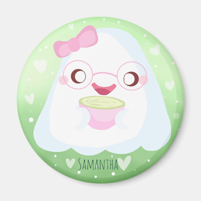 Imã Cute Matcha Latte Fantasma (Frente)