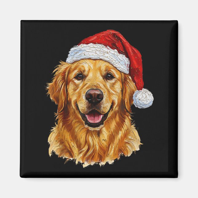 Imã Cute Merry Christmas Golden Retriever Dog Christma (Frente)