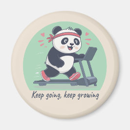 Imã Cute Motivational Panda on Treadmill