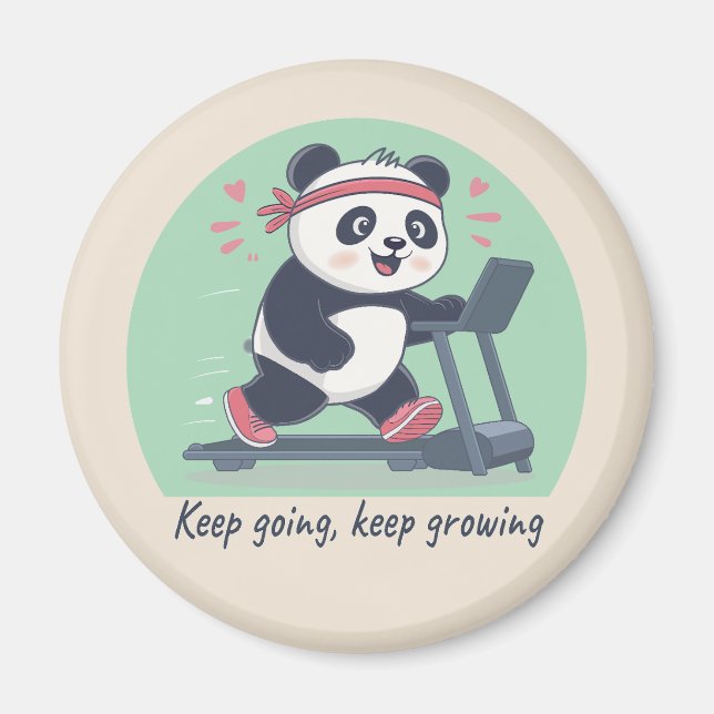 Imã Cute Motivational Panda on Treadmill (Frente)