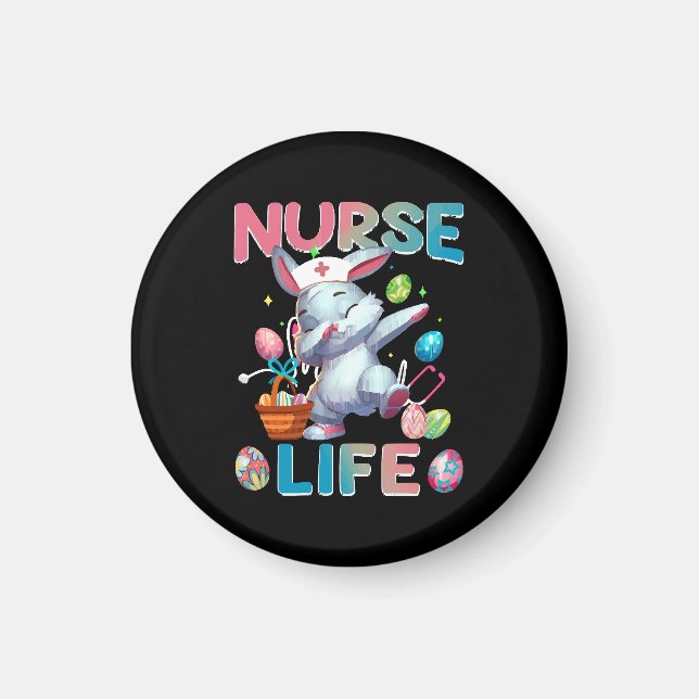 Imã Cute Nurse Life Dabbing Coelho de Páscoa (Frente)