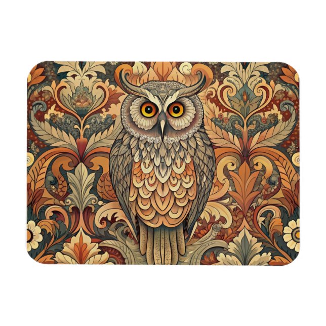 Ímã Cute Owl Style William Morris (Horizontal)