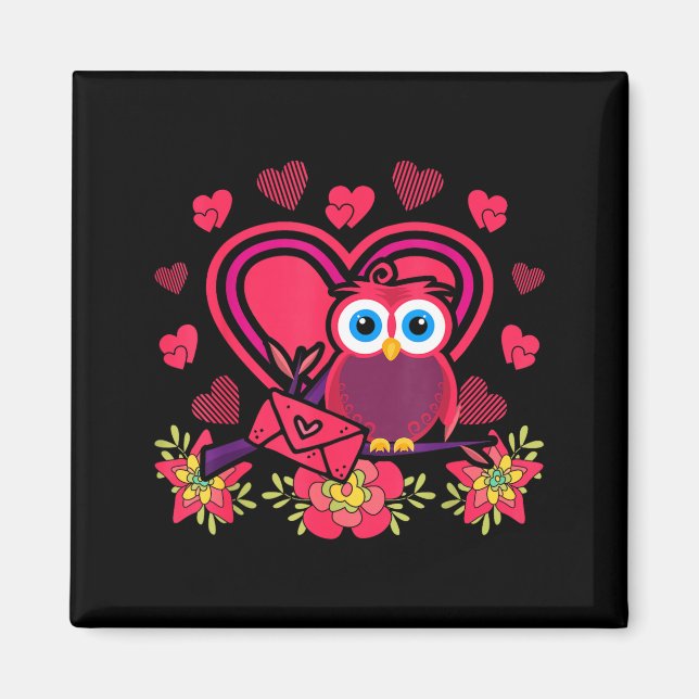 Imã Cute Owl Valentines Day Gift Bird Owl  (Frente)