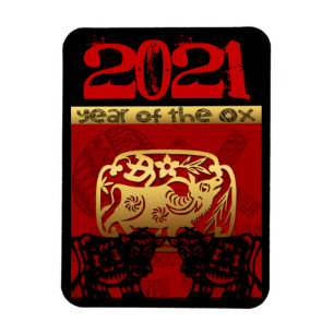Ímã Cute Ox Chinês Ano 2021 Zodiac Birthday VFM