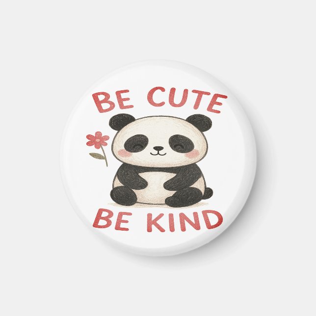 Imã Cute Panda Magnet Button – “Be Cute, Be Kind”  (Frente)