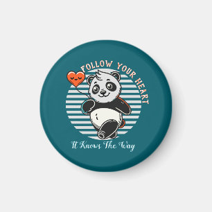Imã Cute Panda "Siga o Seu Coração" Personalizado