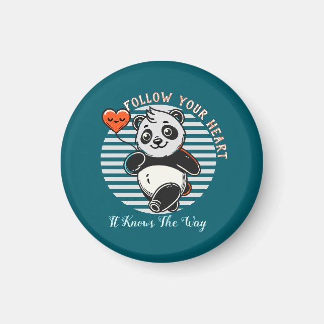 Imã Cute Panda "Siga o Seu Coração" Personalizado (Frente)