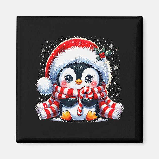 Imã Cute Penguin Christmas Xmas  (Frente)